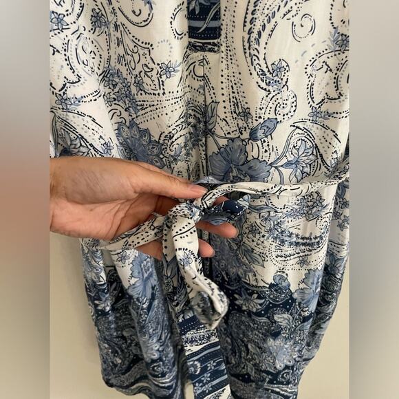 Anthropologie Dress Women's Small Fig & Flower Bohemian Blue Paisley Sundress - Picture 6 of 10